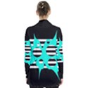 Cyan abstract design Women s Open Front Pockets Cardigan(P194) View2