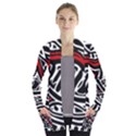 Red, black and white abstract art Women s Open Front Pockets Cardigan(P194) View1