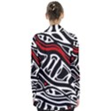 Red, black and white abstract art Women s Open Front Pockets Cardigan(P194) View2