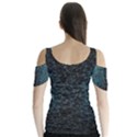 Polygonal And Triangles In Blue Colors  Butterfly Sleeve Cutout Tee  View2