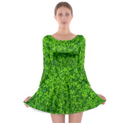 Shamrock Clovers Green Irish St  Patrick Ireland Good Luck Symbol 8000 Sv Long Sleeve Skater Dress