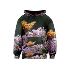 Butterfly Sitting On Flowers Kids  Pullover Hoodie by picsaspassion