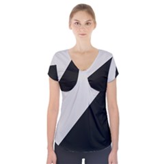 Black Grey Short Sleeve Front Detail Top
