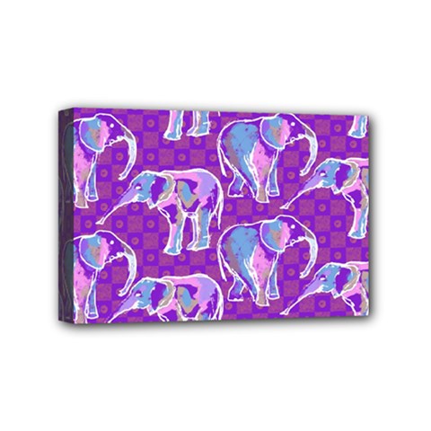 Cute Violet Elephants Pattern Mini Canvas 6  X 4 