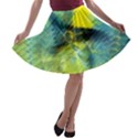 Light Blue Yellow Abstract Fractal A-line Skater Skirt View1
