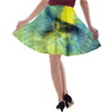 Light Blue Yellow Abstract Fractal A-line Skater Skirt View2