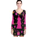 Colorful Xmas Long Sleeve Velvet Bodycon Dress View1