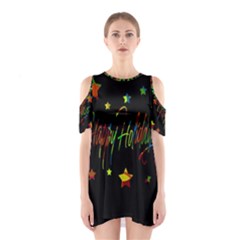 Happy Holidays Cutout Shoulder Dress by Valentinaart