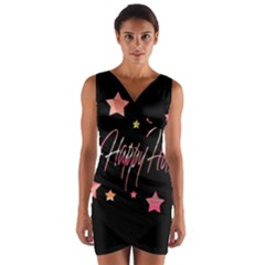 Happy Holidays 3 Wrap Front Bodycon Dress by Valentinaart