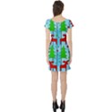 Xmas reindeer pattern - blue Short Sleeve Skater Dress View2
