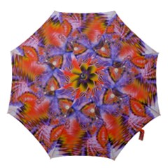 Crystal Star Dance, Abstract Purple Orange Hook Handle Umbrellas (medium) by DianeClancy