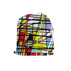 Casual Abstraction Drawstring Pouches (large)  by Valentinaart