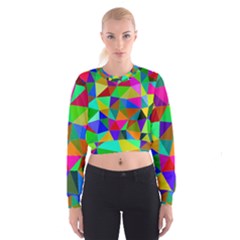Colorful Triangles, Oil Painting Art Women s Cropped Sweatshirt by picsaspassion