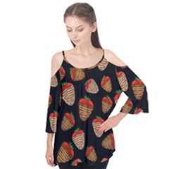 Chocolate Strawberries Pattern Flutter Tees