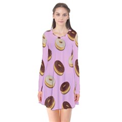 Donuts Pattern - Pink Flare Dress