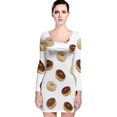 Donuts Pattern Long Sleeve Velvet Bodycon Dress