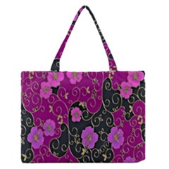 Floral Pattern Background Medium Zipper Tote Bag by Amaryn4rt