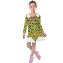 Star Pattern Tile Background Image Kids  Long Sleeve Velvet Dress