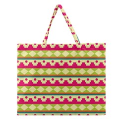 Tribal Pattern Background Zipper Large Tote Bag by Amaryn4rt