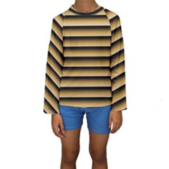 Golden Line Background Kids  Long Sleeve Swimwear