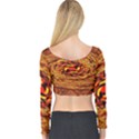 Orange Seamless Psychedelic Pattern Long Sleeve Crop Top View2