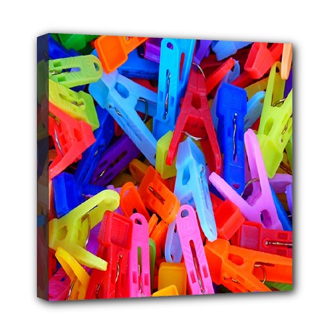 Clothespins Colorful Laundry Jam Pattern Mini Canvas 8  X 8 