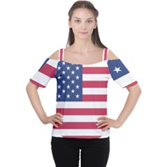 American Flag Women s Cutout Shoulder Tee
