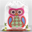 Owl Colorful Patchwork Art Drawstring Bag (Large) View1
