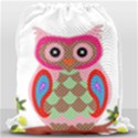 Owl Colorful Patchwork Art Drawstring Bag (Large) View2
