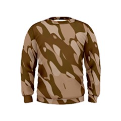 Background For Scrapbooking Or Other Beige And Brown Camouflage Patterns Kids  Sweatshirt by Nexatart
