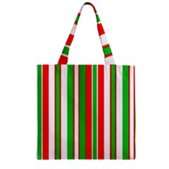 Christmas Holiday Stripes Red Green,white Zipper Grocery Tote Bag by Nexatart