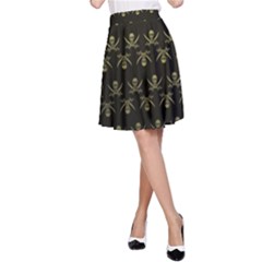 Abstract Skulls Death Pattern A-line Skirt