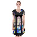 Art Church Window Short Sleeve V-neck Flare Dress View1