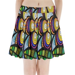 Folk Art Flower Pleated Mini Skirt
