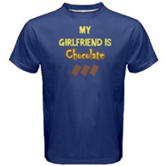 Blue My Girlfriend Is Chocolate  Men s Cotton Tee by FunnySaying
