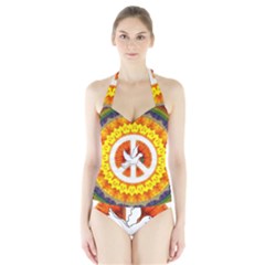 Peace Art Artwork Love Dove Halter Swimsuit by Nexatart