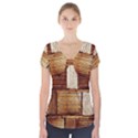 Brown Wall Tile Design Texture Pattern Short Sleeve Front Detail Top View1