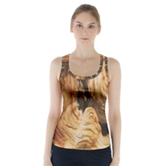 Brown Beige Abstract Painting Racer Back Sports Top