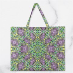 Modern Ornate Geometric Pattern Zipper Large Tote Bag