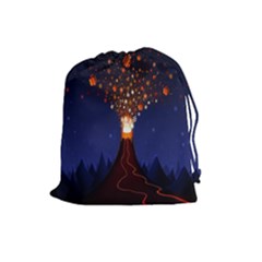 Christmas Volcano Drawstring Pouches (large)  by Nexatart