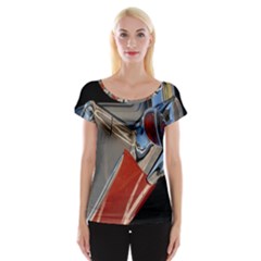 Classic Car Design Vintage Restored Women s Cap Sleeve Top
