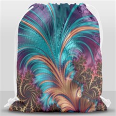 Feather Fractal Artistic Design Drawstring Bag (large)