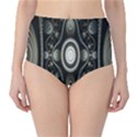 Fractal Beige Blue Abstract High-Waist Bikini Bottoms View1