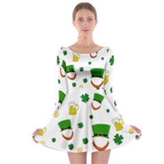 St  Patrick s Day Pattern Long Sleeve Skater Dress