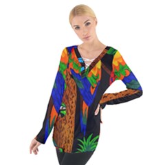 Parrots Aras Lori Parakeet Birds Women s Tie Up Tee