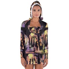 Street Colorful Abstract People Women s Long Sleeve Hooded T-shirt