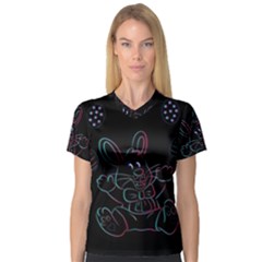 Easter Bunny Hare Rabbit Animal Women s V-neck Sport Mesh Tee