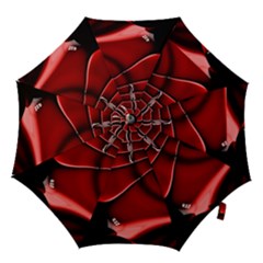 Red Black Fractal Mathematics Abstract Hook Handle Umbrellas (small) by Amaryn4rt