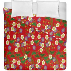 Red Flower Floral Tree Leaf Red Purple Green Gold Duvet Cover Double Side (king Size) by Alisyart