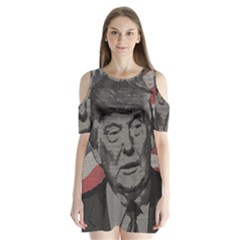 Trump Shoulder Cutout Velvet  One Piece
